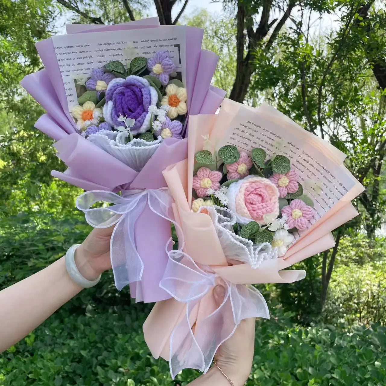 Finished Knitted Flowers – Sunflower Crochet Bouquet for Gifts & Decor - Image 5