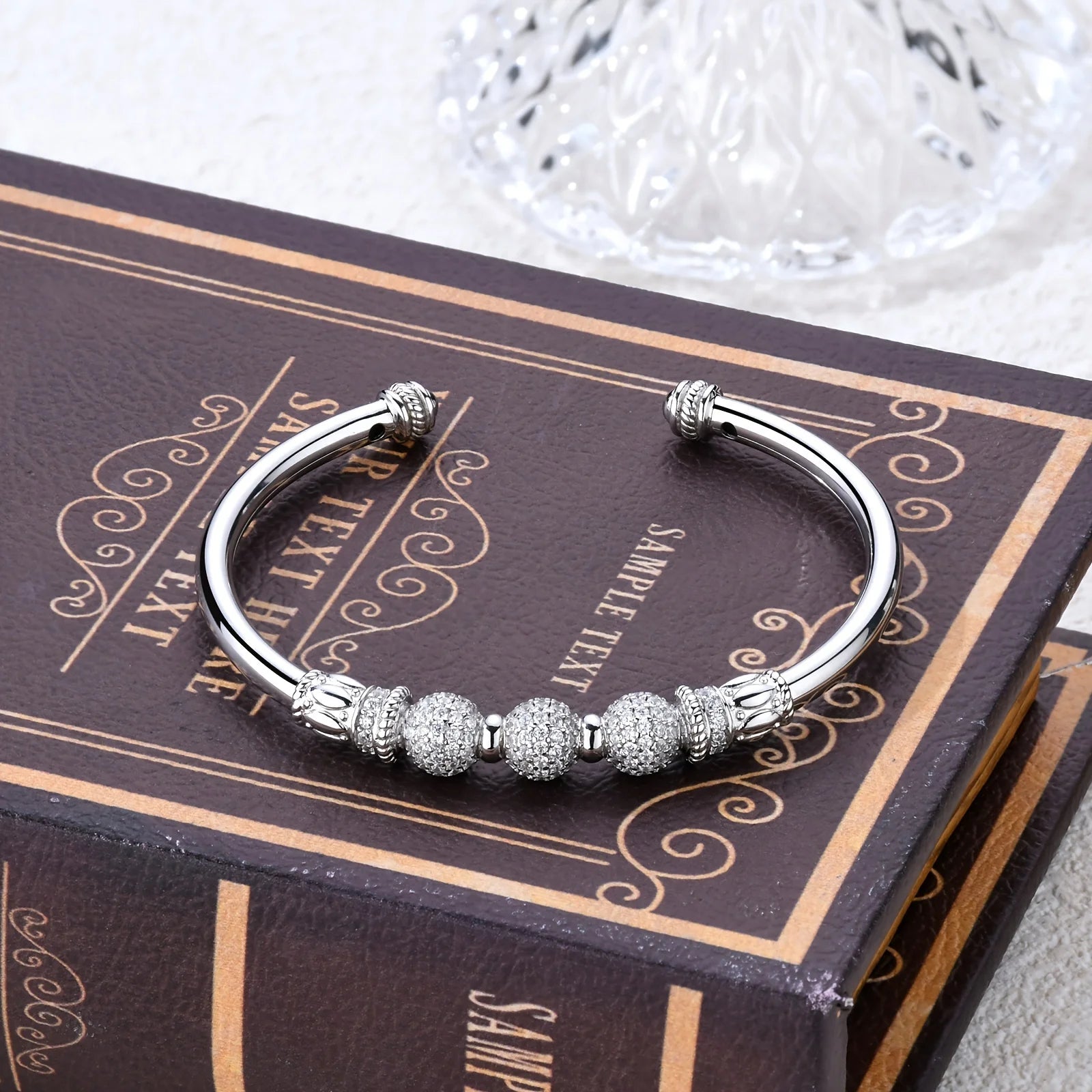 S925 Silver Moissanite Open Bangle – Elegant Jewelry Gift for Her - Image 3