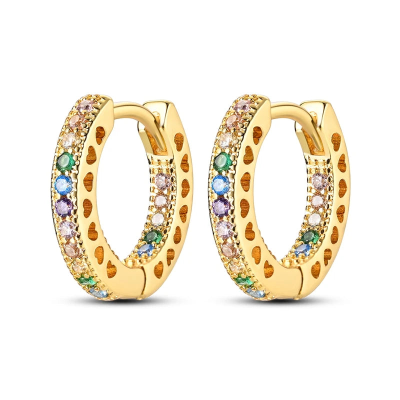 Original 925 Sterling Silver Colorful Hoop Earrings – Gold & Rose Gold for Women - Image 26