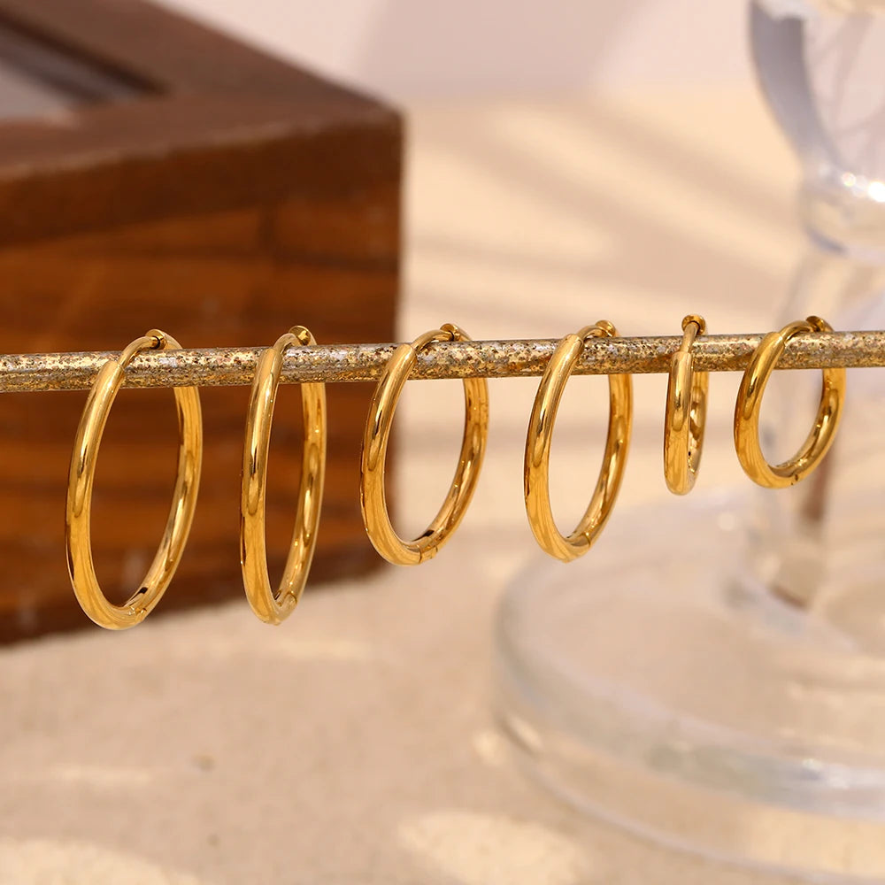 MamacitaSlay Trendy 18K Gold Plated Hoop Earrings – Stainless Steel Jewelry for Women - Image 4