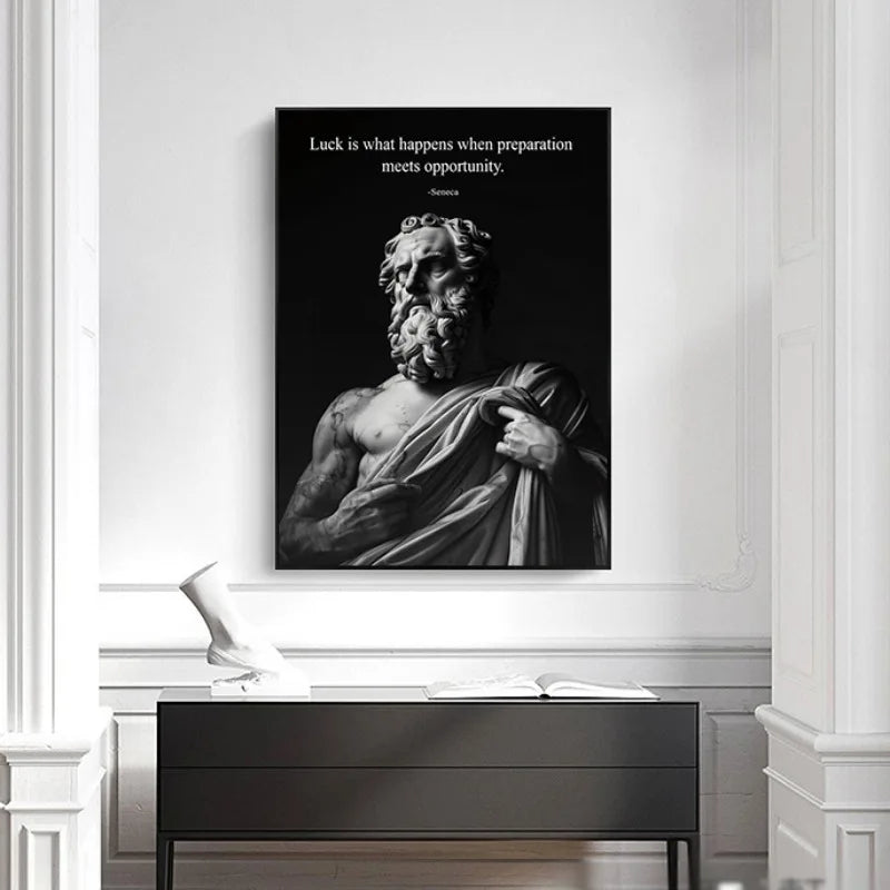 Stoic Wisdom Philosophical Quote Poster – Minimalist Greek Sculpture Canvas Wall Art - Image 2