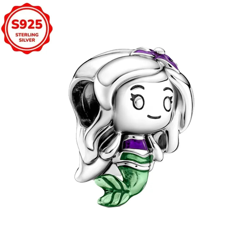 Disney 925 Sterling Silver Beads – Mickey, Stitch, Princess, Cinderella Charms for DIY Bracelets - Image 45