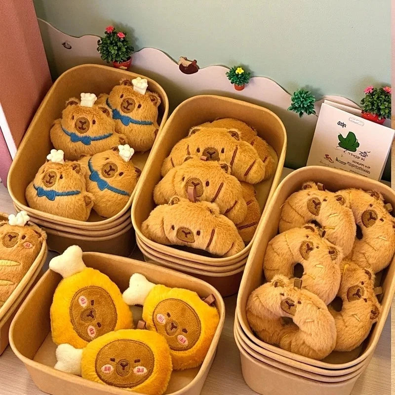 1–10PCS Gourmet Capybara Plush Pendant – Cute Cartoon Doll for Bags, Decor & Gifts - Image 2