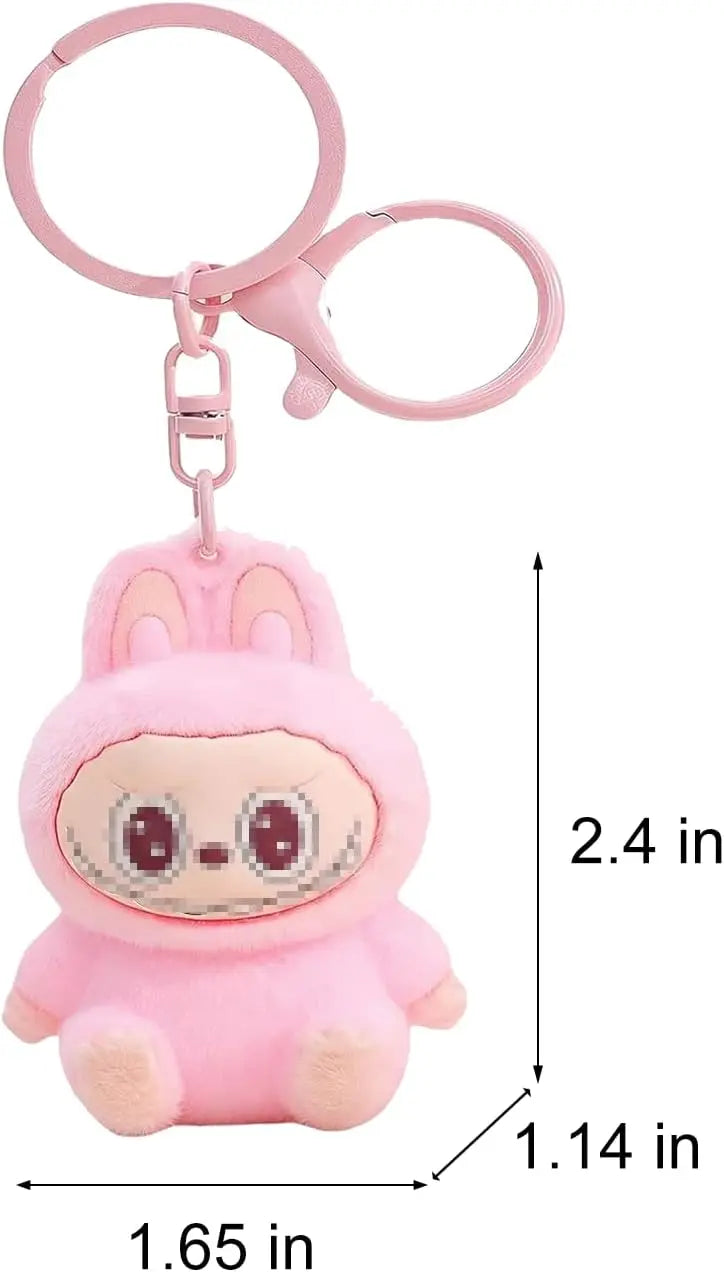 Cute Flocking Cartoon Monsters Keychain – Kawaii Bag Charm Gift for Women - Image 2