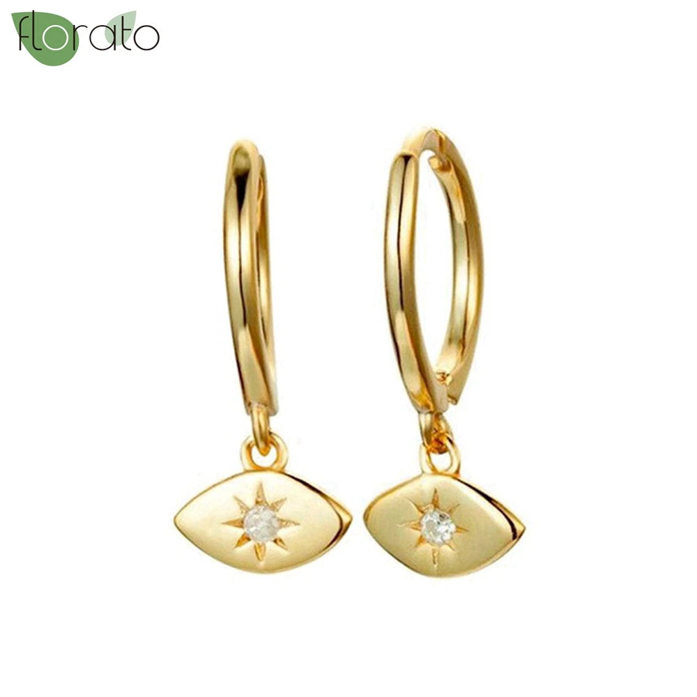 925 Sterling Silver Needle Vintage Gold Hoop Earrings – Evil Eye Pendant Jewelry for Women - Image 44