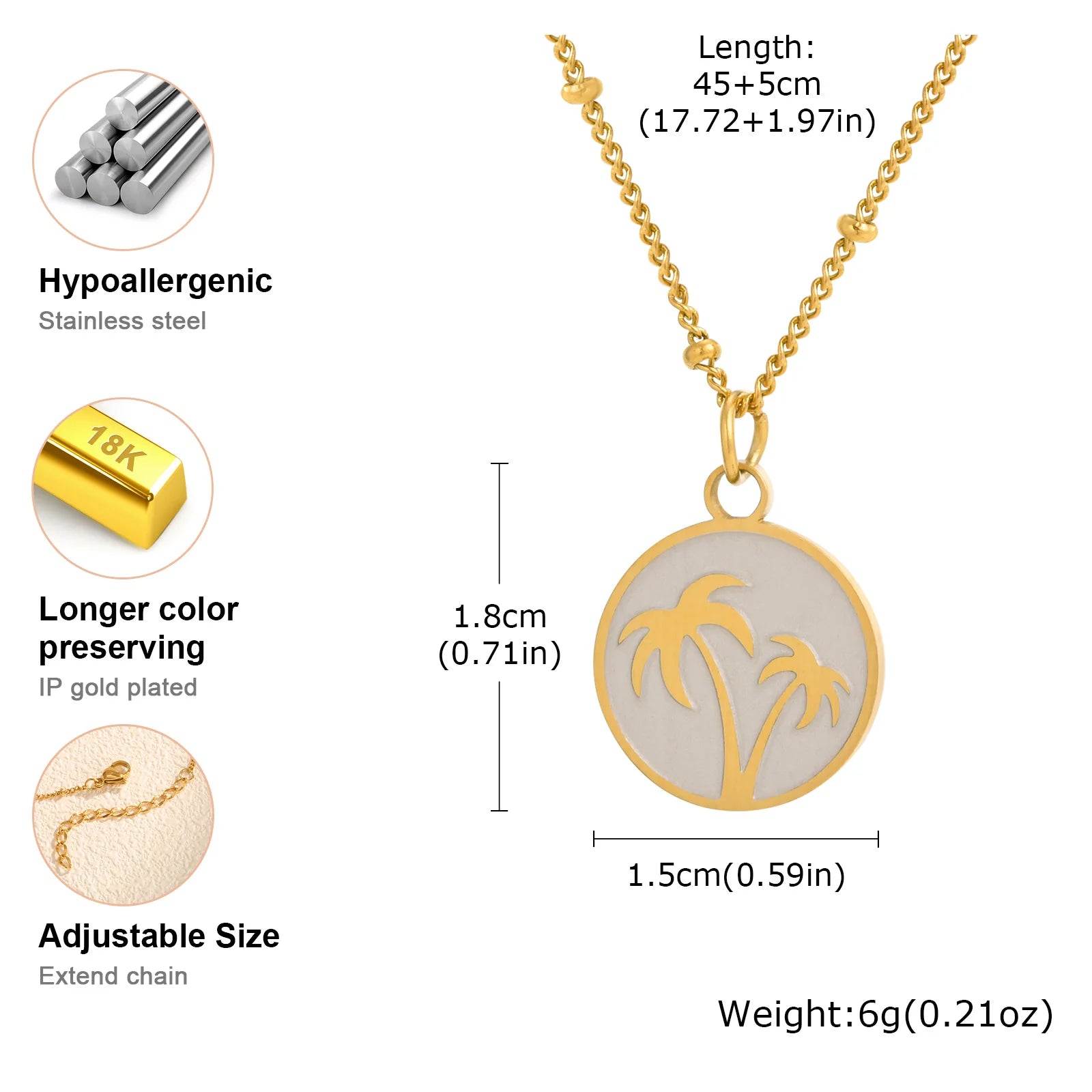 Summer Coconut Tree Pendant Necklace – Stainless Steel Beach Jewelry for Women - Image 6