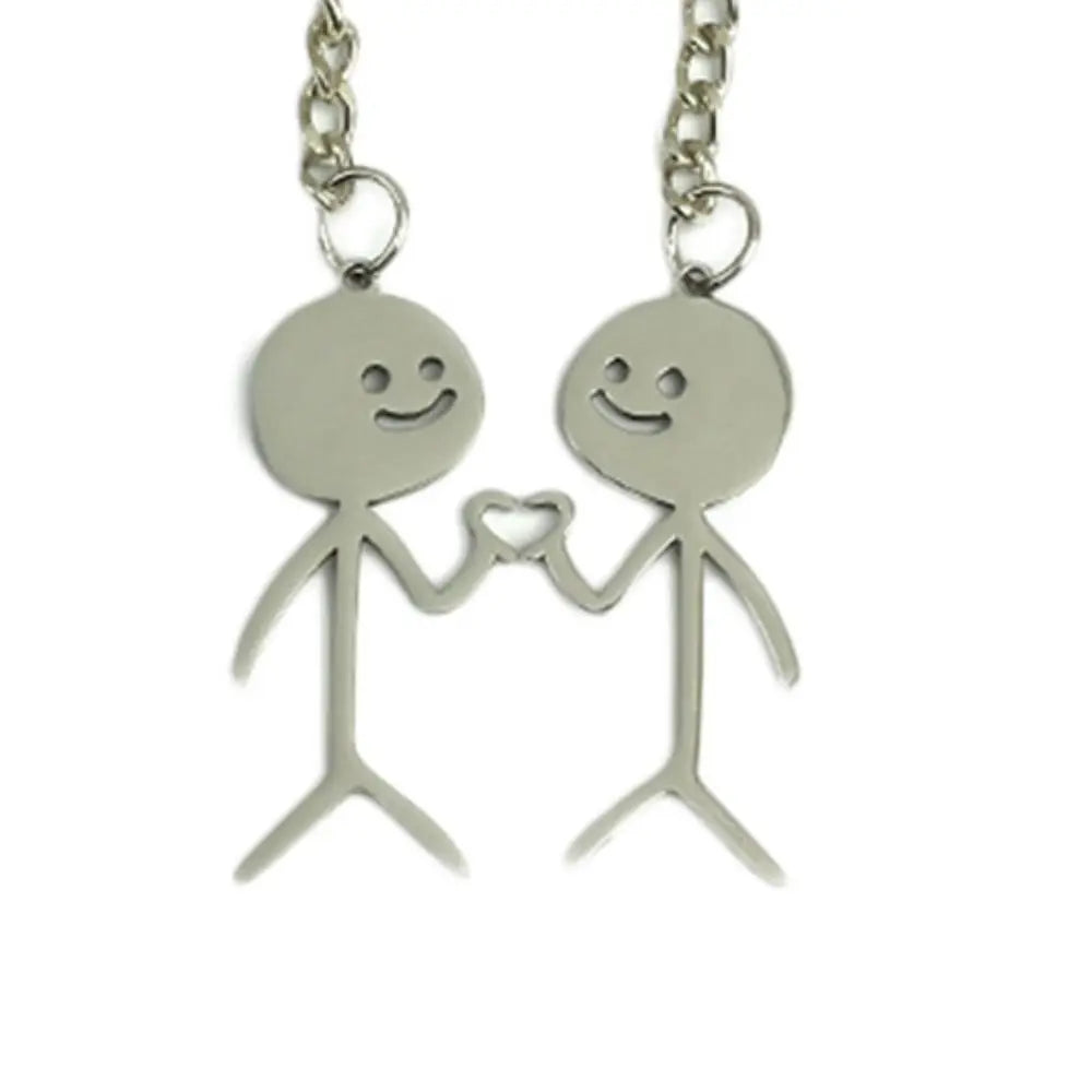 Unique Than Heart Stickman Couple Keychain – Fun & Creative Metal Keyring Gift - Image 2