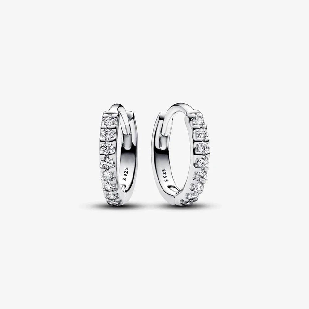 Luxury Original 925 Sterling Silver Chunky Hoop Earrings – Big Heart Circle Zircon Design - Image 19