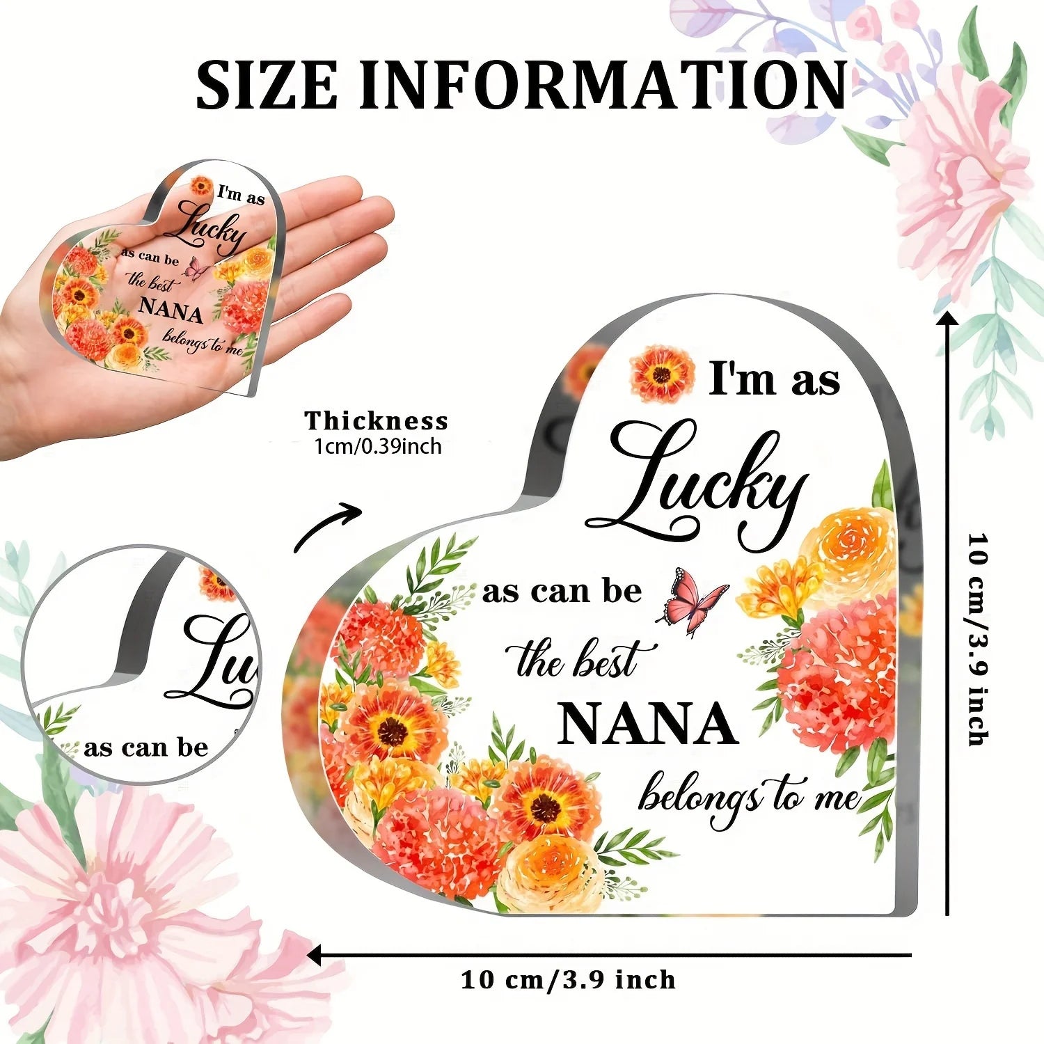 I Love You Nana Acrylic Heart Sign – Thoughtful Gift for Grandmother - Image 2