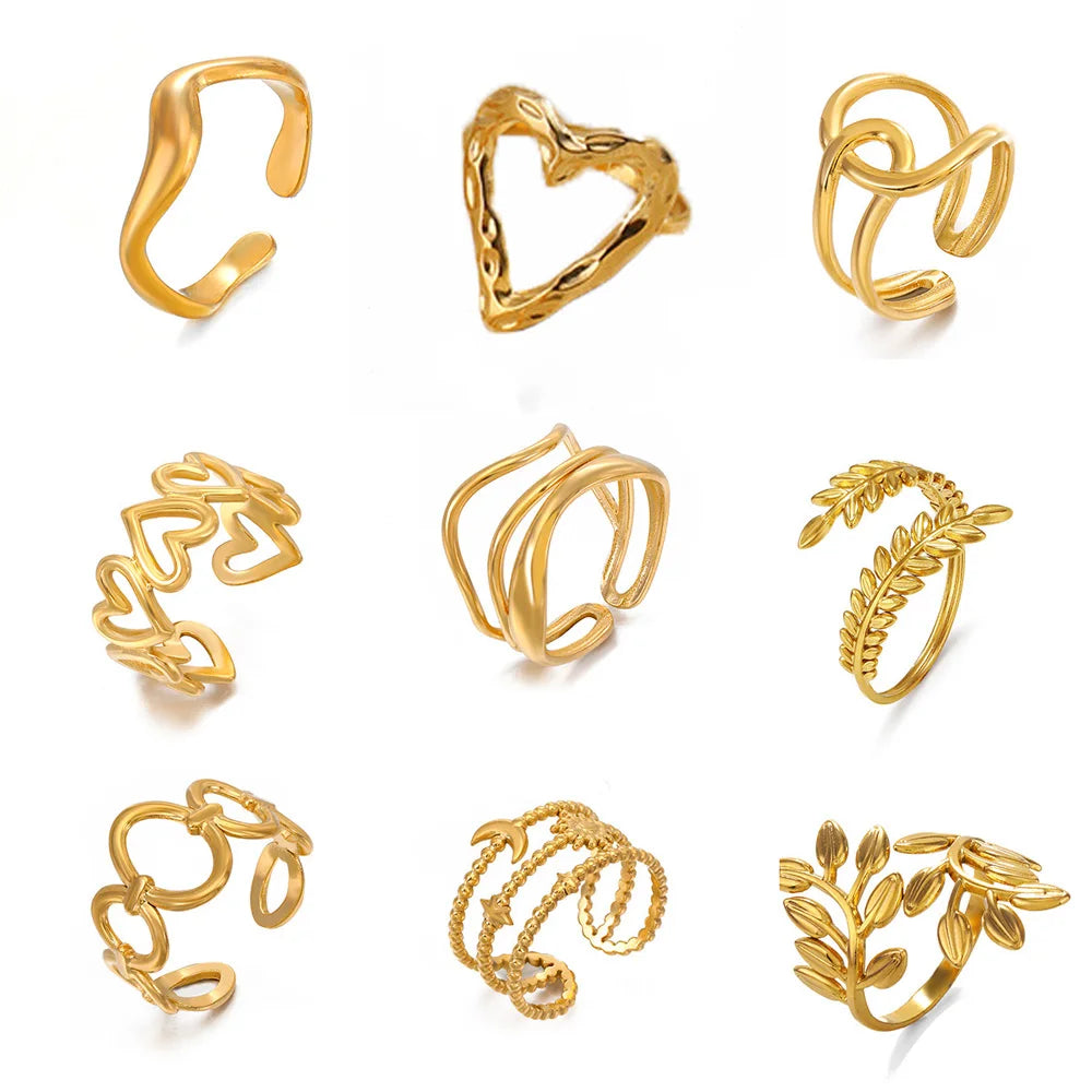 Gold Color Stainless Steel Heart Ring - Image 4