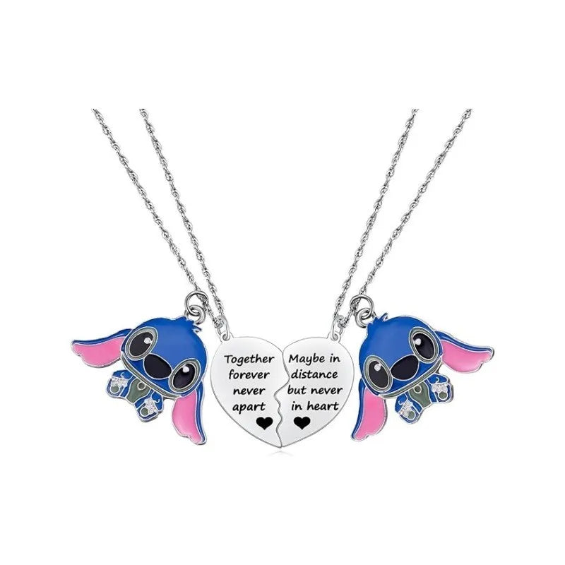 1 Pair Lilo & Stitch Pendant Necklaces – Kawaii Stainless Steel Couple Neck Chains - Image 24