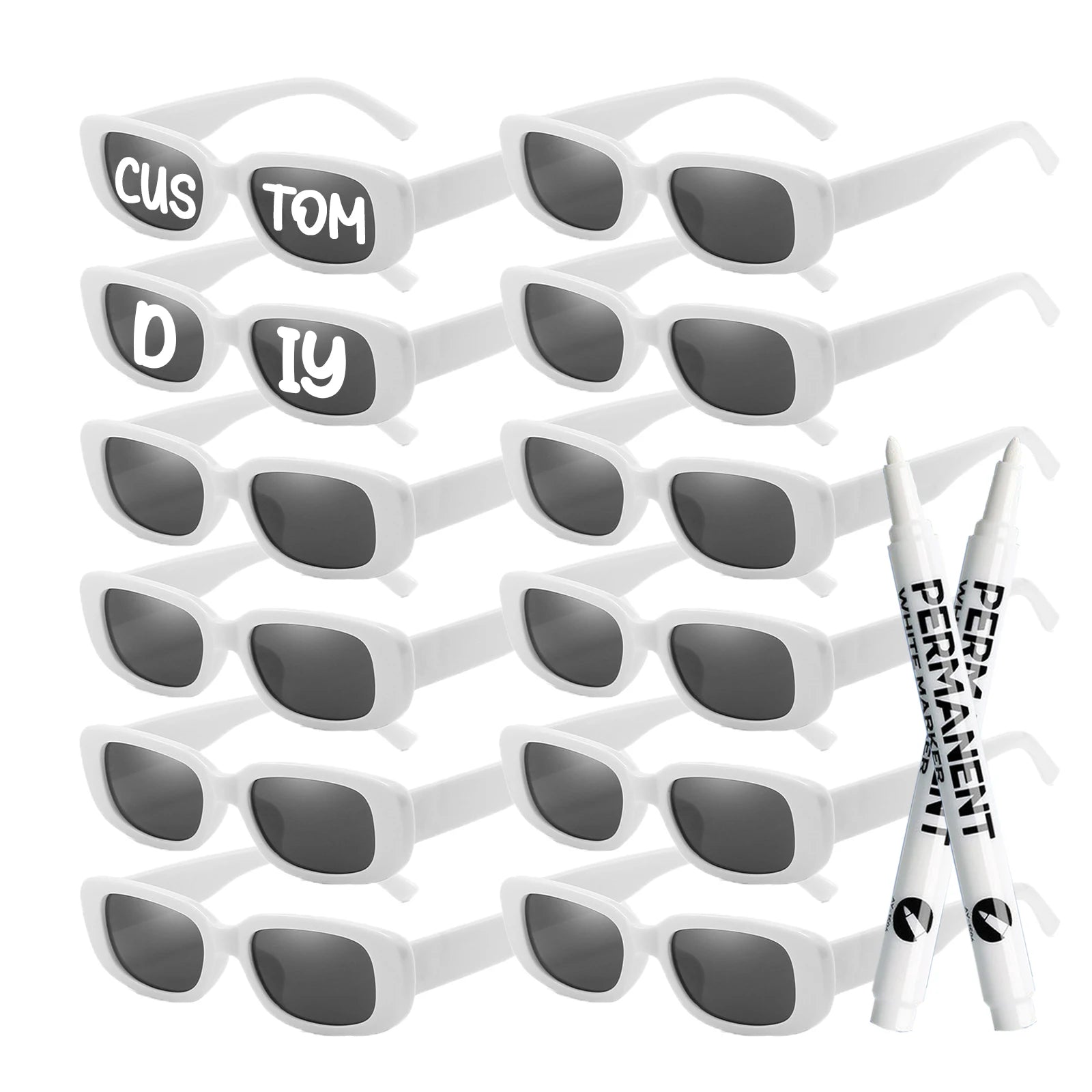 12–100 PCS Custom Wedding Sunglasses – Retro Square DIY Glasses with Pens for Parties & Events (GRAD 2025) - Image 10