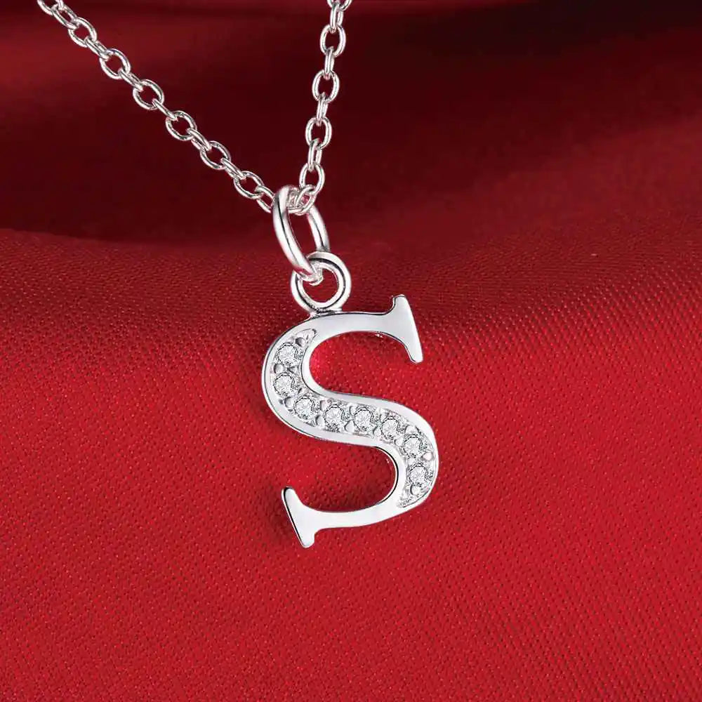 26 Letters 925 Sterling Silver Necklace Pendant – Zircon Accent Jewelry for Women - Image 16