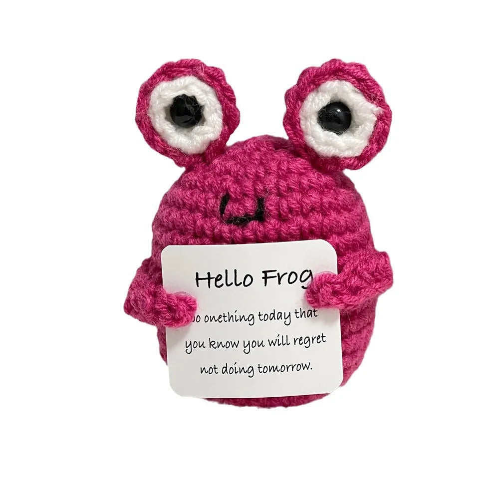 Funny Crochet Positive Energy Shark Doll with Card – Handmade Knitted Flower Bee Ornament - Image 2