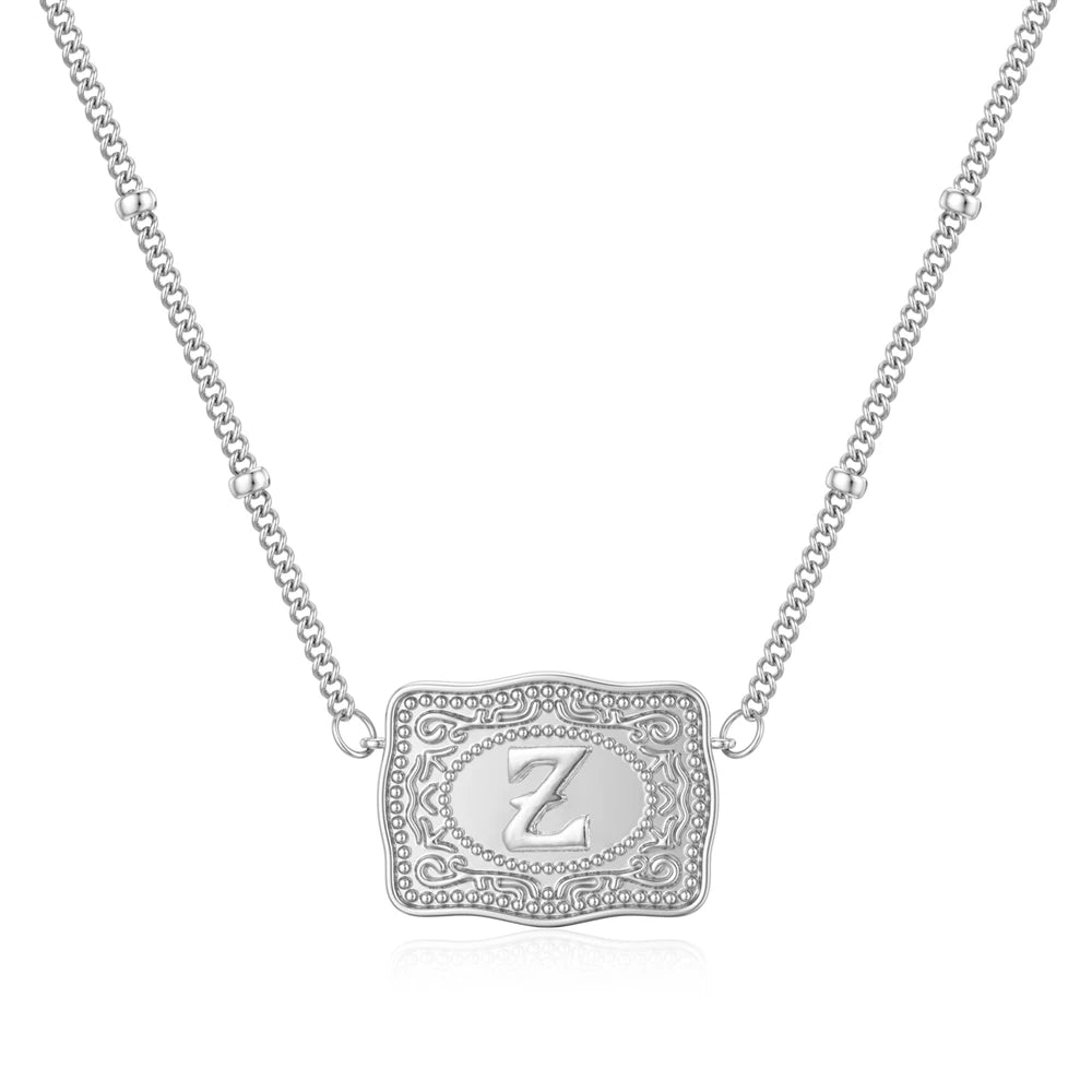 Trendy Initial Letter Pendant Necklace – Personalized Belt Buckle Style Y2K Jewelry for Women - Image 23