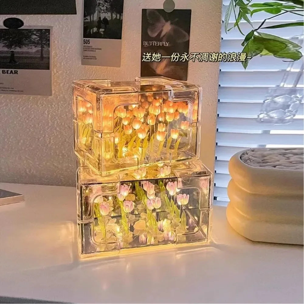 DIY Tulip Flower Sea Cube Night Lamp Kit - Image 3