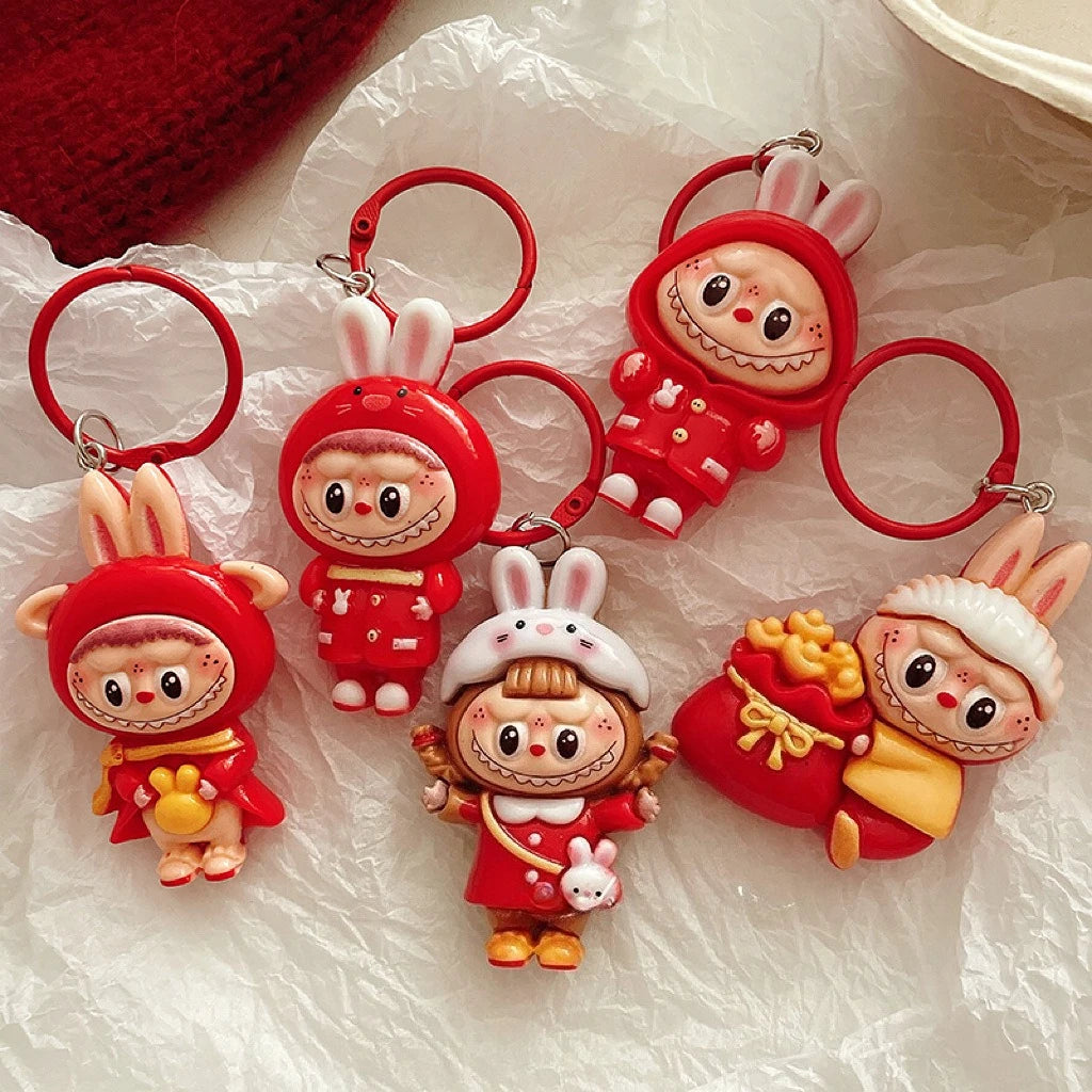 Cartoon New Year Style Large Keychain Pendant – Cute Backpack Accessory for Girls - Image 2